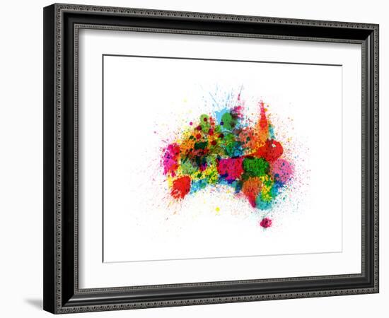 Australia Paint Splashes Map-Michael Tompsett-Framed Art Print