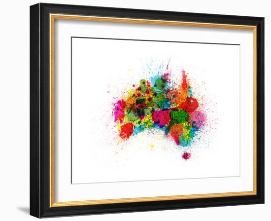 Australia Paint Splashes Map-Michael Tompsett-Framed Art Print