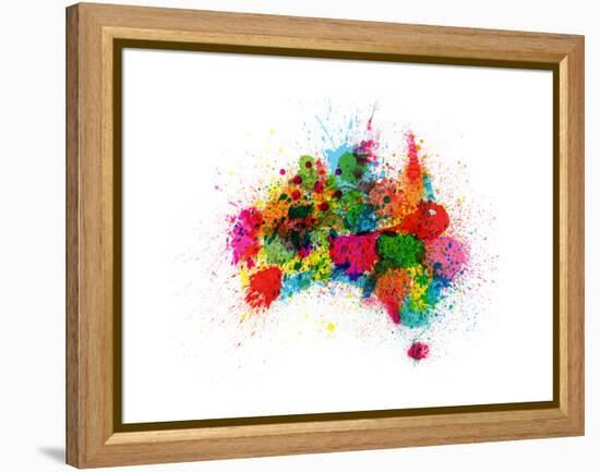 Australia Paint Splashes Map-Michael Tompsett-Framed Stretched Canvas