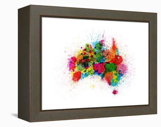 Australia Paint Splashes Map-Michael Tompsett-Framed Stretched Canvas