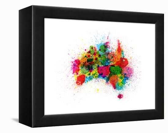 Australia Paint Splashes Map-Michael Tompsett-Framed Stretched Canvas