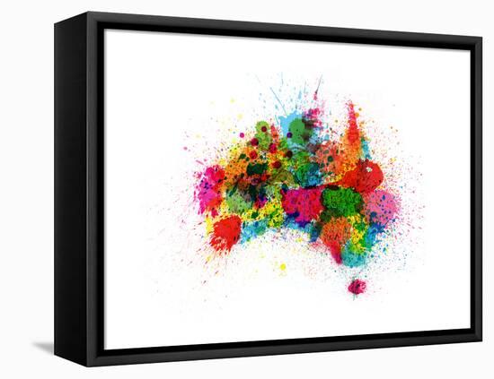 Australia Paint Splashes Map-Michael Tompsett-Framed Stretched Canvas