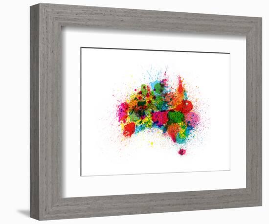 Australia Paint Splashes Map-Michael Tompsett-Framed Premium Giclee Print