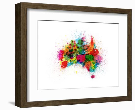 Australia Paint Splashes Map-Michael Tompsett-Framed Premium Giclee Print