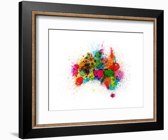 Australia Paint Splashes Map-Michael Tompsett-Framed Premium Giclee Print