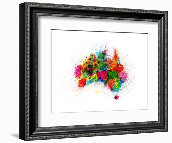 Australia Paint Splashes Map-Michael Tompsett-Framed Premium Giclee Print