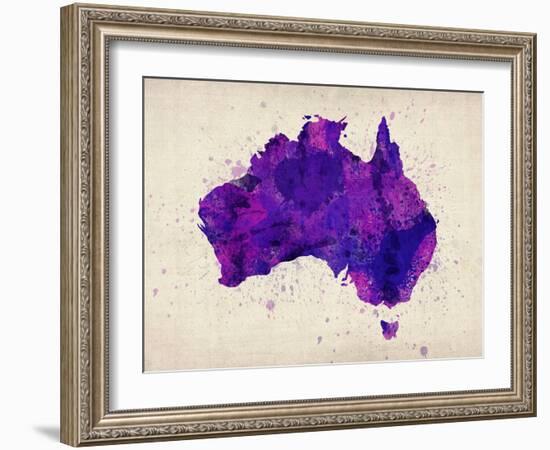 Australia Paint Splashes Map-Michael Tompsett-Framed Art Print