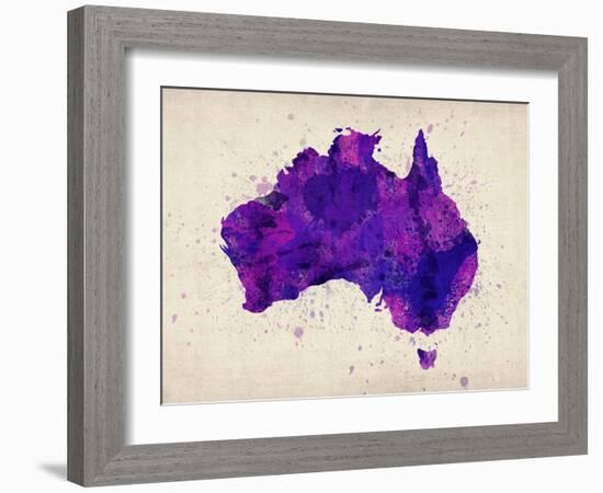 Australia Paint Splashes Map-Michael Tompsett-Framed Art Print