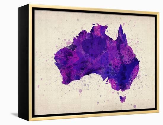 Australia Paint Splashes Map-Michael Tompsett-Framed Stretched Canvas