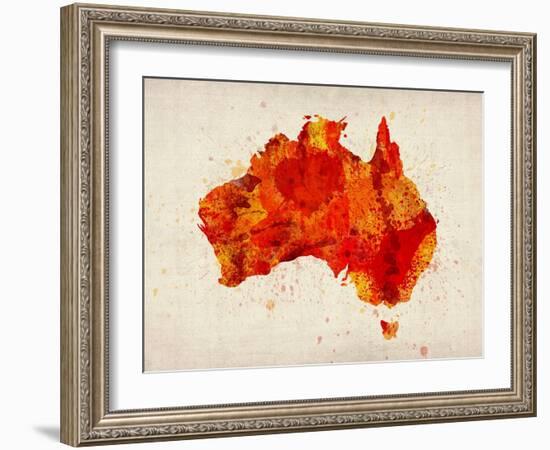 Australia Paint Splashes Map-Michael Tompsett-Framed Art Print