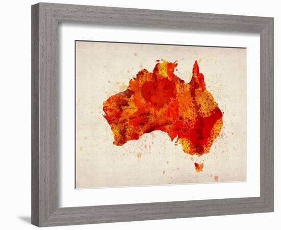 Australia Paint Splashes Map-Michael Tompsett-Framed Art Print