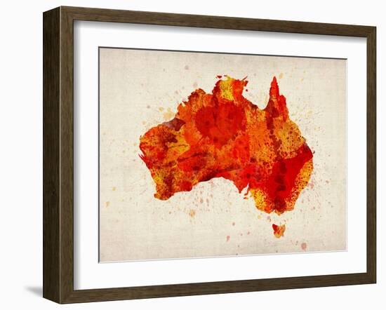 Australia Paint Splashes Map-Michael Tompsett-Framed Art Print