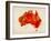 Australia Paint Splashes Map-Michael Tompsett-Framed Art Print