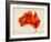 Australia Paint Splashes Map-Michael Tompsett-Framed Art Print