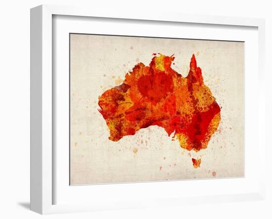 Australia Paint Splashes Map-Michael Tompsett-Framed Art Print