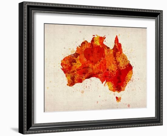 Australia Paint Splashes Map-Michael Tompsett-Framed Art Print