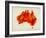 Australia Paint Splashes Map-Michael Tompsett-Framed Art Print