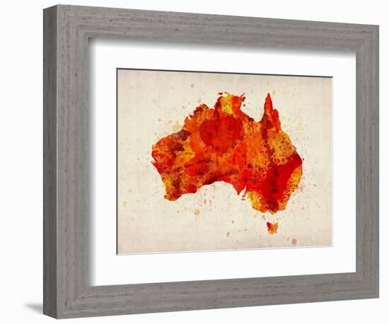 Australia Paint Splashes Map-Michael Tompsett-Framed Art Print