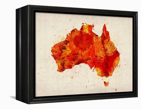 Australia Paint Splashes Map-Michael Tompsett-Framed Stretched Canvas