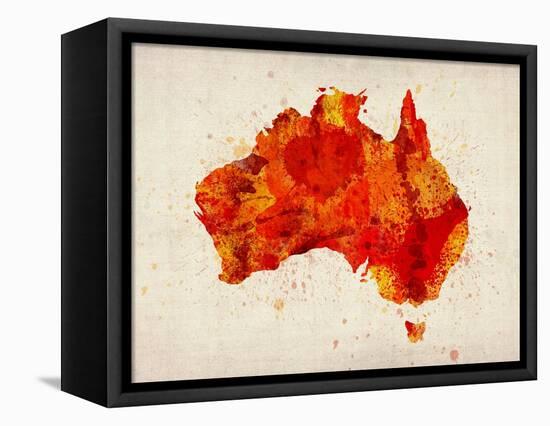 Australia Paint Splashes Map-Michael Tompsett-Framed Stretched Canvas