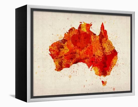 Australia Paint Splashes Map-Michael Tompsett-Framed Stretched Canvas