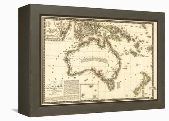 Australia - Panoramic Map-Lantern Press-Framed Stretched Canvas