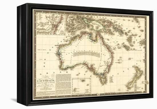 Australia - Panoramic Map-Lantern Press-Framed Stretched Canvas