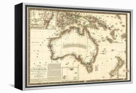 Australia - Panoramic Map-Lantern Press-Framed Stretched Canvas