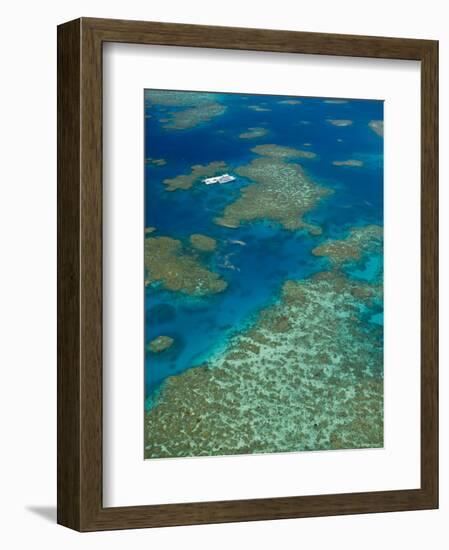 Australia, Queensland, North Coast, Cairns Area, Great Barrier Reef, Aerial View of Moore Reef-Walter Bibikow-Framed Photographic Print