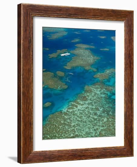 Australia, Queensland, North Coast, Cairns Area, Great Barrier Reef, Aerial View of Moore Reef-Walter Bibikow-Framed Photographic Print