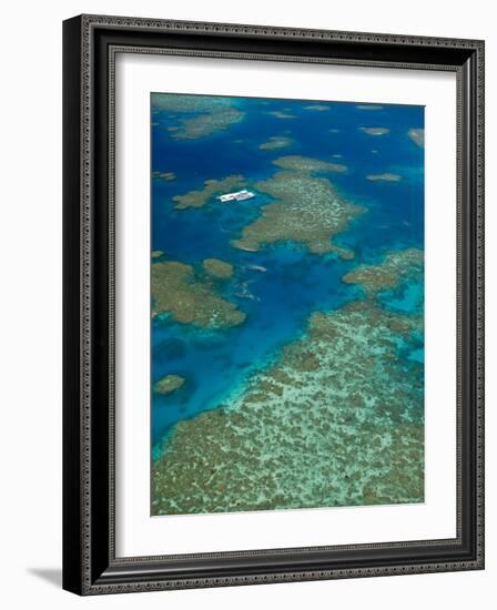 Australia, Queensland, North Coast, Cairns Area, Great Barrier Reef, Aerial View of Moore Reef-Walter Bibikow-Framed Photographic Print