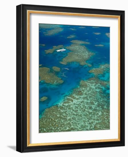 Australia, Queensland, North Coast, Cairns Area, Great Barrier Reef, Aerial View of Moore Reef-Walter Bibikow-Framed Photographic Print