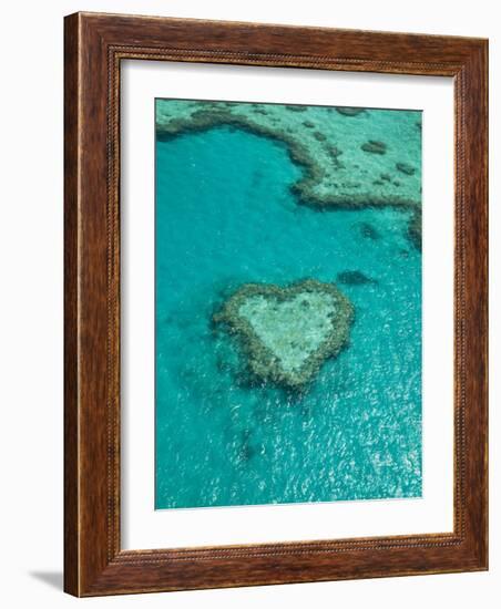 Australia, Queensland, Whitsunday Coast, Great Barrier Reef, Heart Reef, Aerial View-Walter Bibikow-Framed Photographic Print