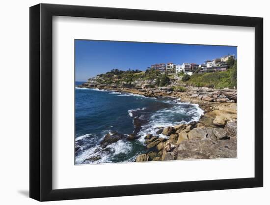 Australia, Sydney, Bondi Beach, Rocky Shoreline-Walter Bibikow-Framed Photographic Print