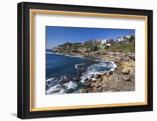 Australia, Sydney, Bondi Beach, Rocky Shoreline-Walter Bibikow-Framed Photographic Print