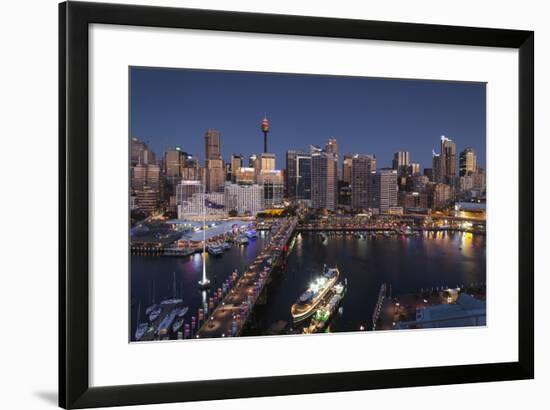 Australia, Sydney, Darling Harbor, and Pyrmont Bridge, Elevated View-Walter Bibikow-Framed Photographic Print