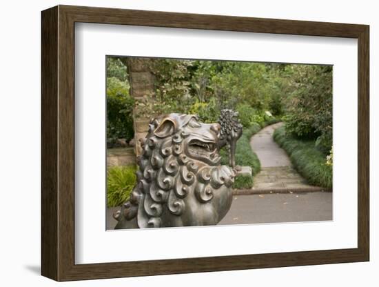 Australia, Sydney, Royal Botanic Gardens. Lion Statue in Garden Path-Cindy Miller Hopkins-Framed Photographic Print