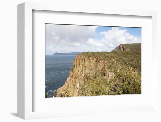 Australia, Tasmania. Hikers on Cape Hauy Track. Dolerite columns. Munro Bight, Cape Pillar-Trish Drury-Framed Photographic Print