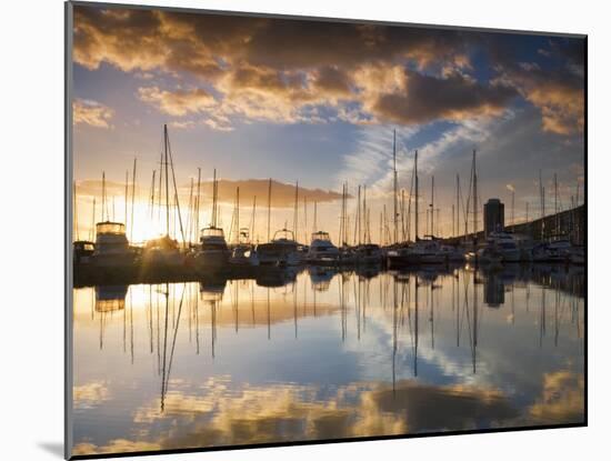 Australia, Tasmania, Hobart; Sunrise over Sandy Bay Marina-Andrew Watson-Mounted Photographic Print