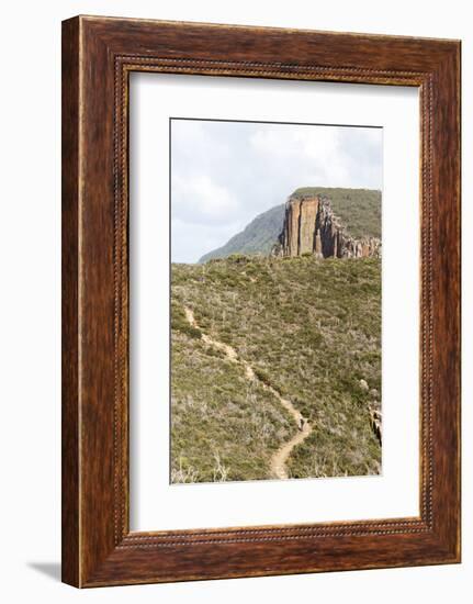 Australia, Tasmania, Tasman National Park. Hikers on Cape Hauy, Three Capes Track.-Trish Drury-Framed Photographic Print