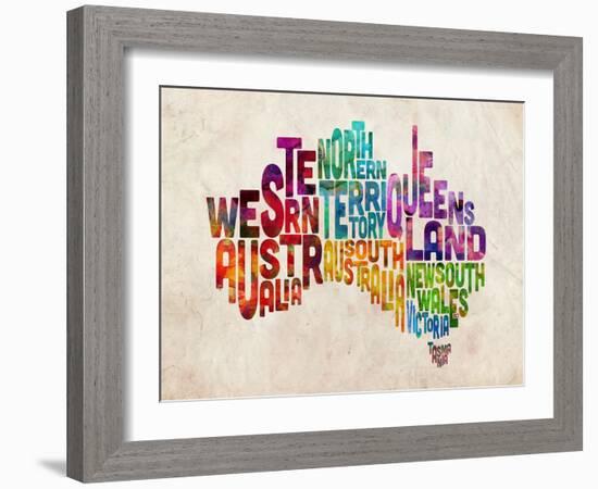 Australia Text Map-Michael Tompsett-Framed Art Print