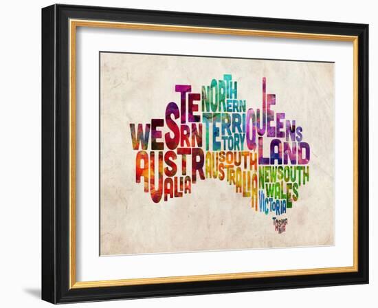 Australia Text Map-Michael Tompsett-Framed Art Print