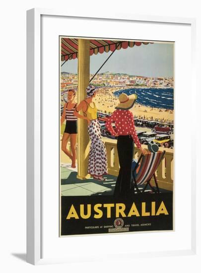 Australia Travel Poster, Beach-null-Framed Art Print