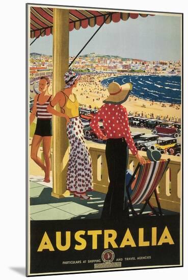 Australia Travel Poster, Beach-null-Mounted Art Print