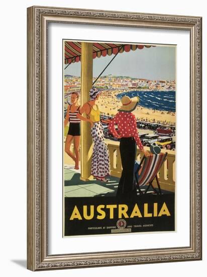 Australia Travel Poster, Beach-null-Framed Art Print