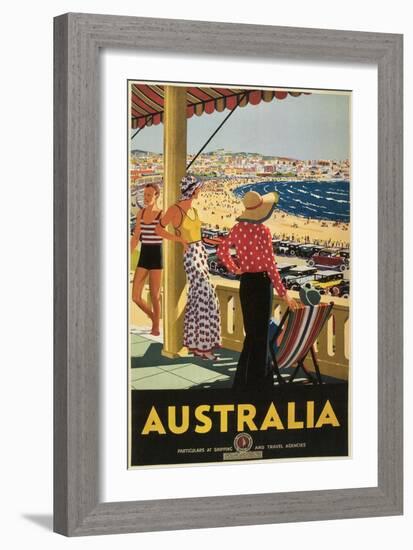 Australia Travel Poster, Beach-null-Framed Art Print