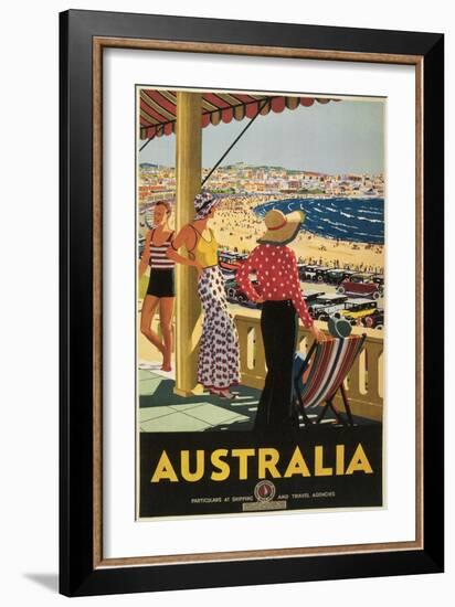 Australia Travel Poster, Beach-null-Framed Art Print