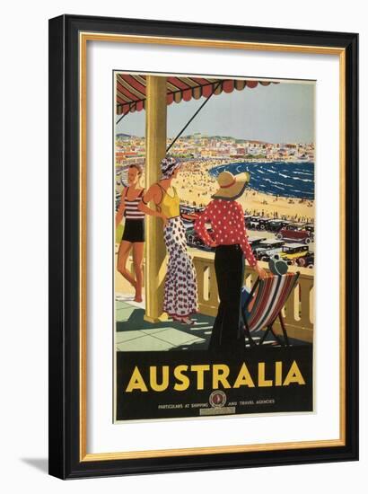 Australia Travel Poster, Beach-null-Framed Art Print