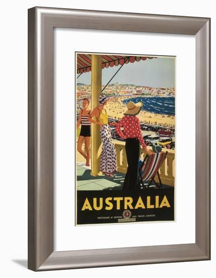 Australia Travel Poster, Beach-null-Framed Premium Giclee Print