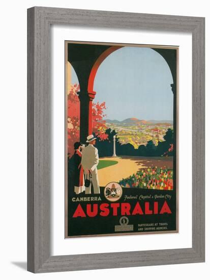 Australia Travel Poster, Canberra-null-Framed Art Print